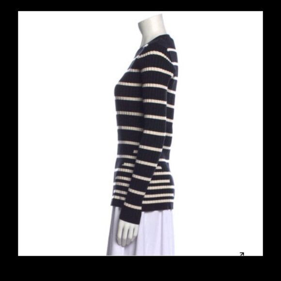 T Alexander Wang Black White Striped Fitted Rib Pullover Wool Silk Size XS EUC - Picture 6 of 13